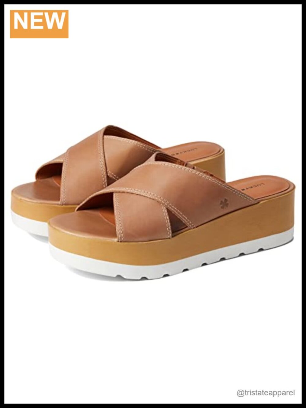 Lucky Brand Leather Platform Slide Sandal Slip On Open Toe Slingback